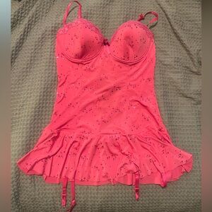 Victoria’s Secret sexy Pink Sequin Babydoll Lingerie 36C